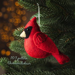 Felt Cardinal Sewing Pattern: DIY Christmas Ornament (Digital Download)