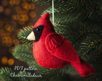 Felt Cardinal Sewing Pattern: DIY Christmas Ornament (Digital Download)