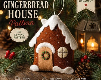 Felt Christmas Ornament Patterns, Christmas Felt House Pattern, DIY Holiday Decor, Felt Sewing Pattern PDF, Christmas Village