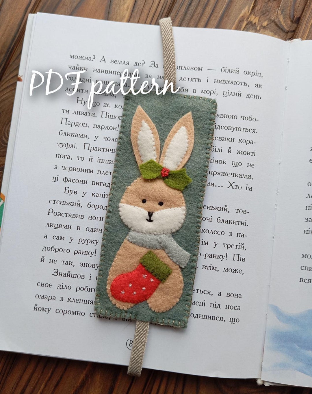 Felt Christmas Bunny Bookmark Pattern: Hand Sewing PDF Tutorial - Etsy