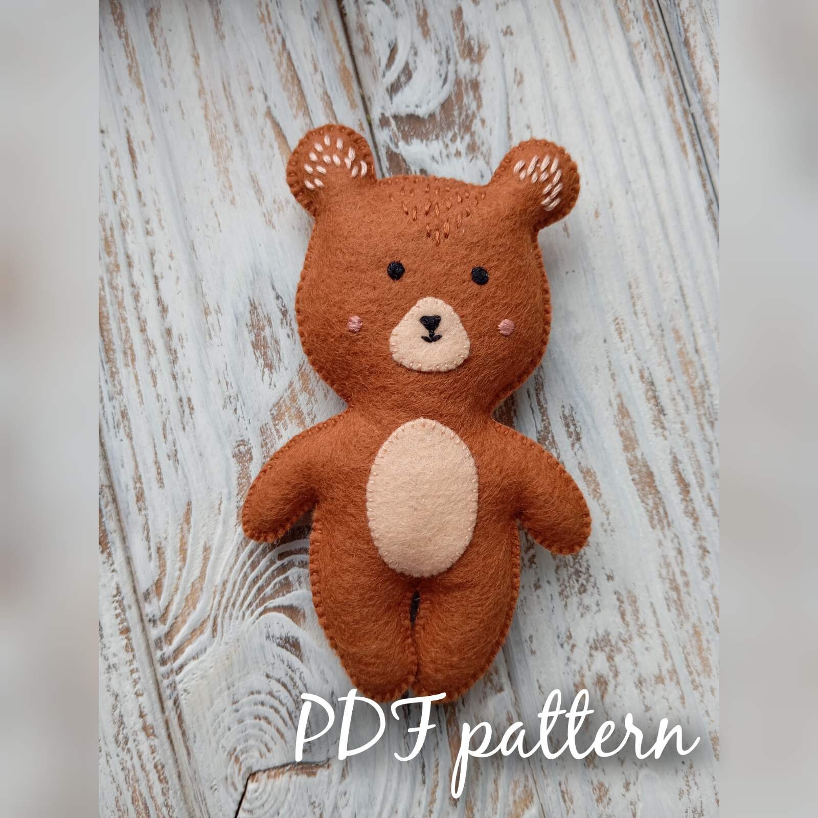 Felt Bear Pattern Felt Sewing Pattern Bear Ornament Pattern Animal