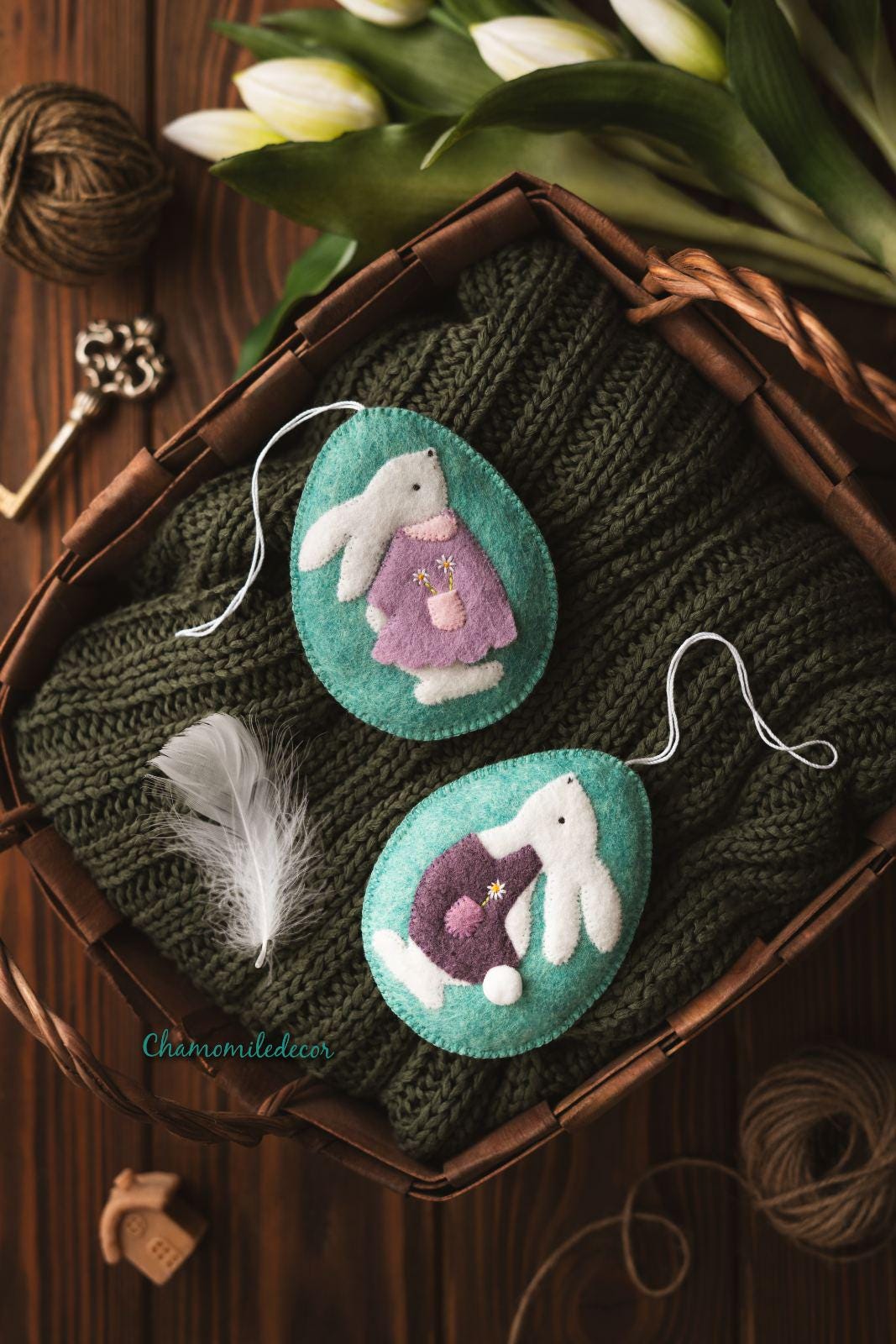 Felt Easter Egg Ornament Pattern: Hand Sewing Bunny Decor (PDF Pattern ...