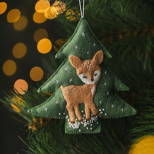 Filz Weihnachtsbaum Muster - Gesticktes Hirsch Ornament PDF, Urlaub Stofftier Vorlage, DIY Weihnachtsdekoration.