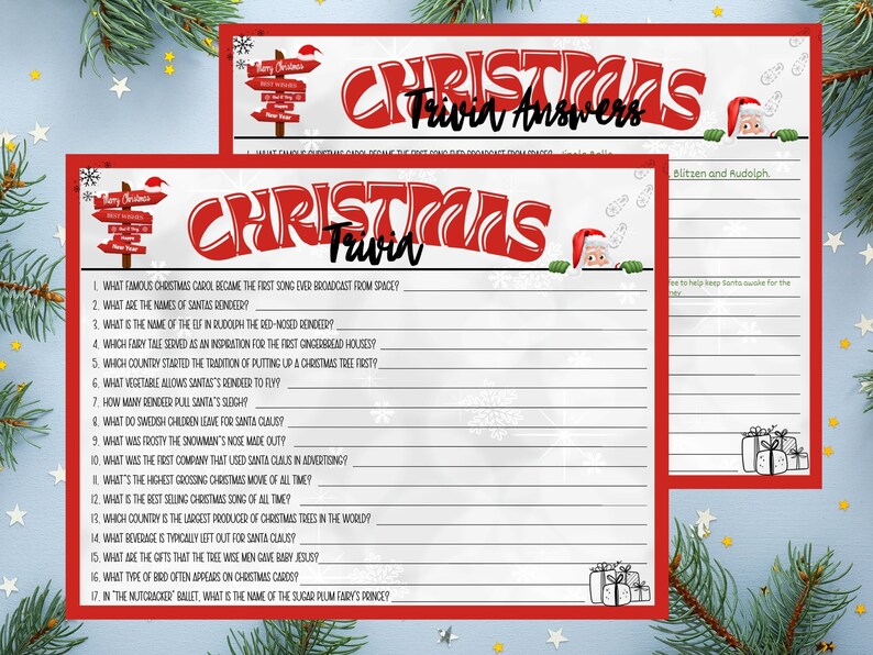 Christmas Trivia Christmas Party Game Printable Trivia - Etsy