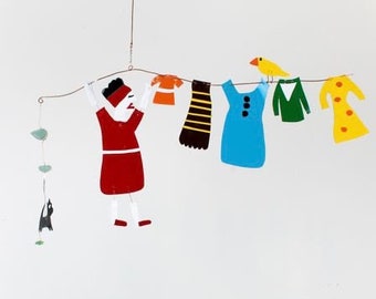 Hanging Up The Wash, Kinetic Mobile, Art Mobile, Dance Mobile, Modern Mobile, Mid Century Modern