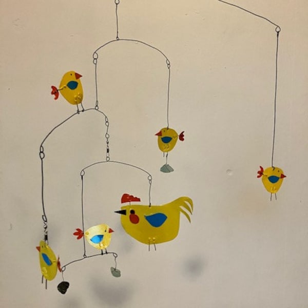 Mother Hen and Her Chicks Mobile, Kinetic Mobile, Art Mobile, Chicken  Mobile, Modern Mobile, Mid Century Modern