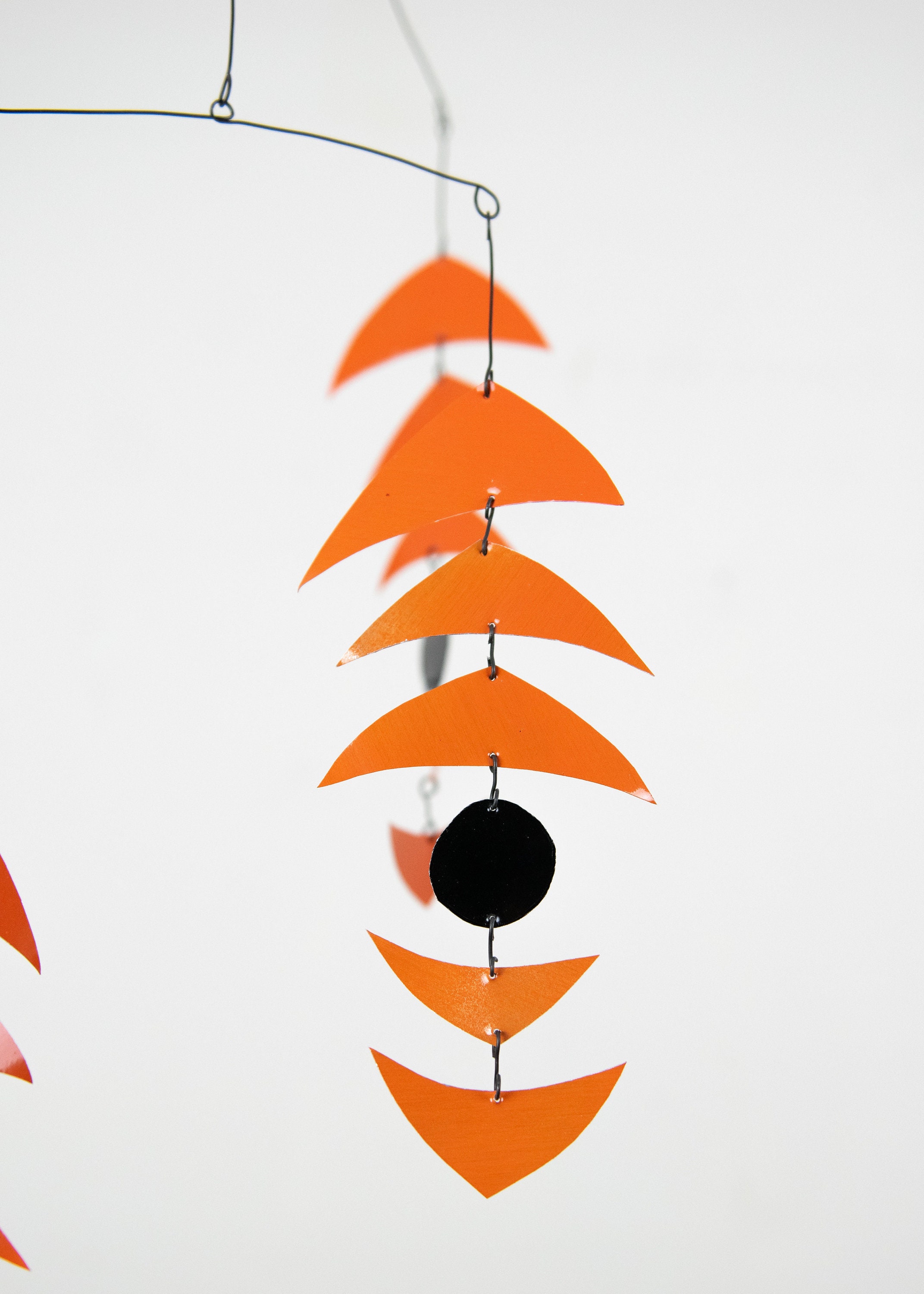 Kinetic Art Mobile: Mid Century Modern Hanging Mobile With Orange