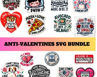 Anti Valentine Svg Png Bundle, Valentine Svg,  funny Valentine Svg, cute Valentine Svg valentines bundle, 15 unique designs