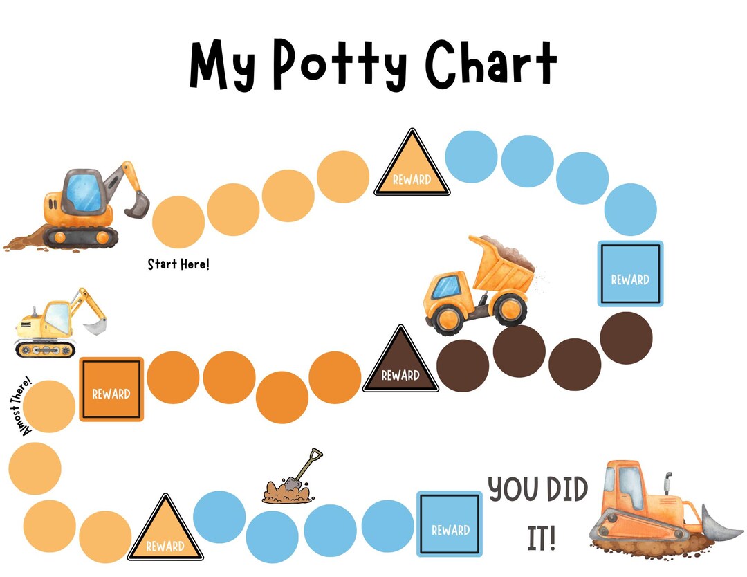 Construction Boy Potty Training Chart | Toddler Potty Chart | Printable ...