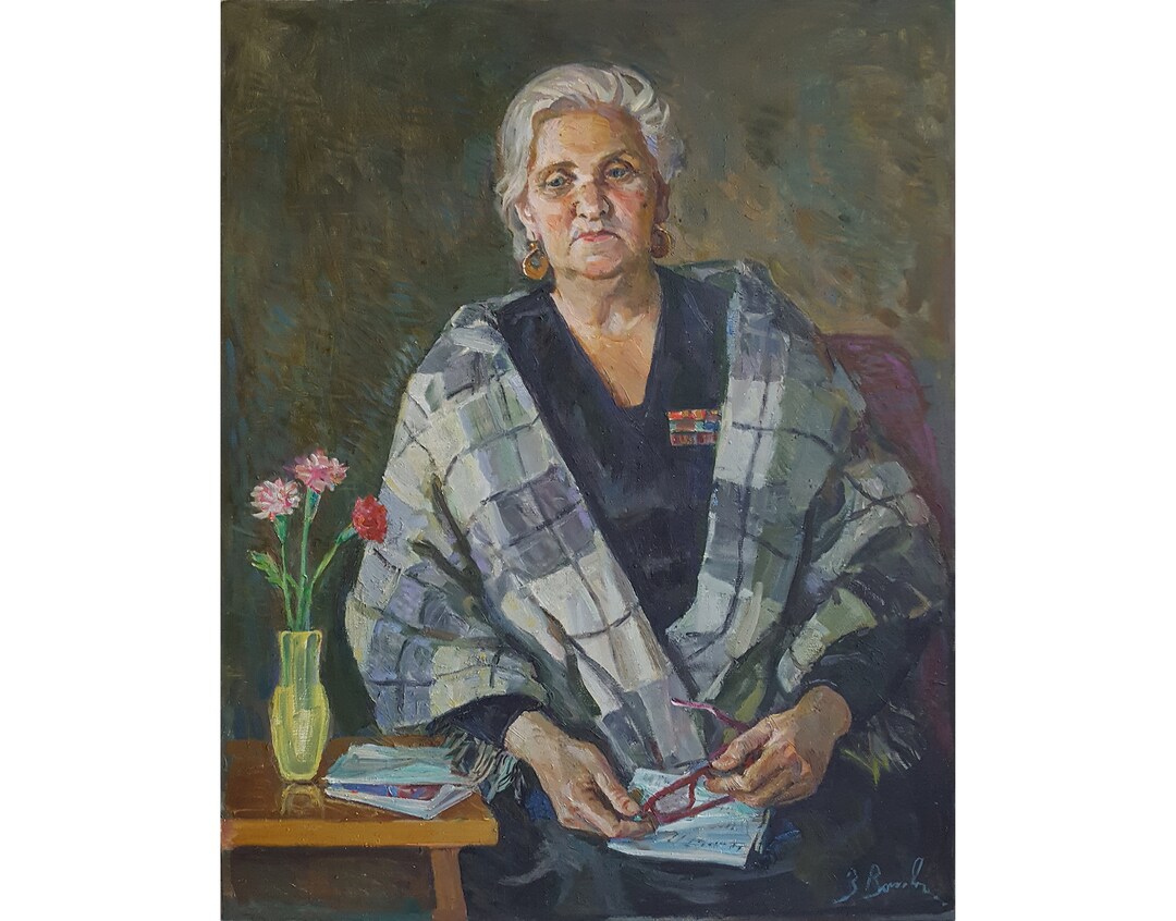 VINTAGE FEMALE PORTRAIT Original Oil Painting on Canvas by - Etsy