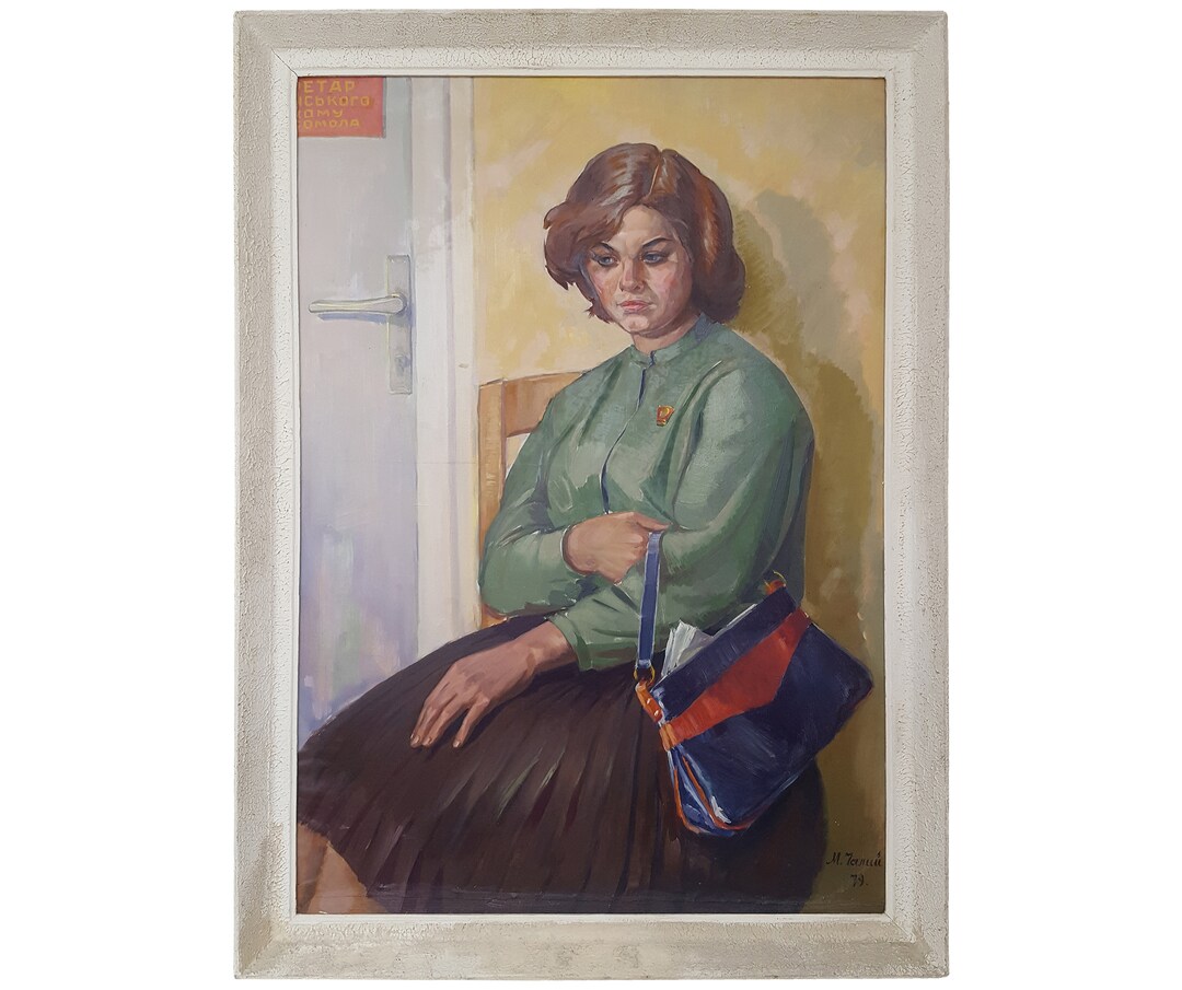 VINTAGE FEMALE PORTRAIT Original Oil Painting by Ukrainian Artist N ...