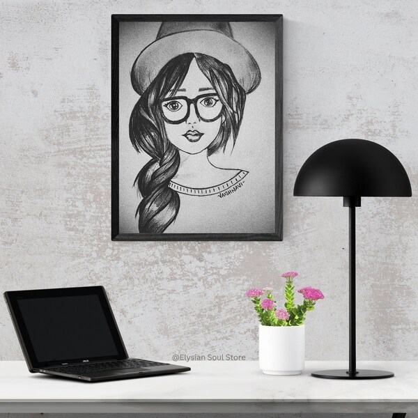 Captivating Beauty in Digital Print-Elegance and Allure of the Beautiful Girl-Transform Your Space with this Exquisite  Handcrafted Wall Art
