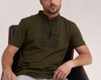 Men's Vyshyvanka T-Shirt with Embroidery, Stylish Ukrainian Clothing for Men, Perfect for Casual Wear, Made in Ukraine