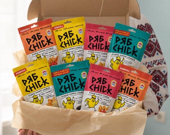 Conjunto de petiscos de frango desidratado ucraniano Ryab Chick, pacote com 4 sabores variados | Fabricado na Ucrânia