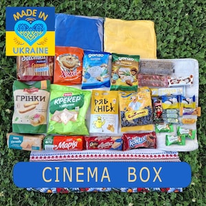 Caja de aperitivos ucranianos de cine con delicias dulces y saladas: ideal para noches de cine. Sorpresa de Ucrania. Selección única de dulces.