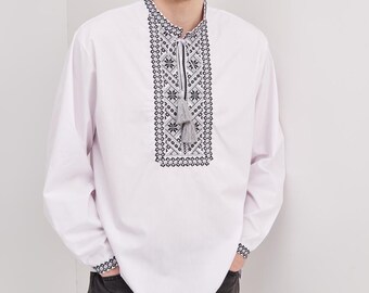 Men's Vyshyvanka Shirt with Ukrainian Ornaments, Stylish Cotton Blend, Perfect Gift for Him, Made in Ukraine
