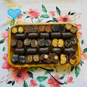 Handcrafted Ukrainian Chocolates with Fruit & Nuts | Handmade Sweets from Ukraine | Ukraine Gift for Christmas | Candies Made in Ukraine