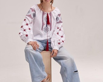 Women's Vyshyvanka "Sofia" - Modern Ukrainian Embroidered Blouse, Perfect for Any Occasion, Made in Ukraine