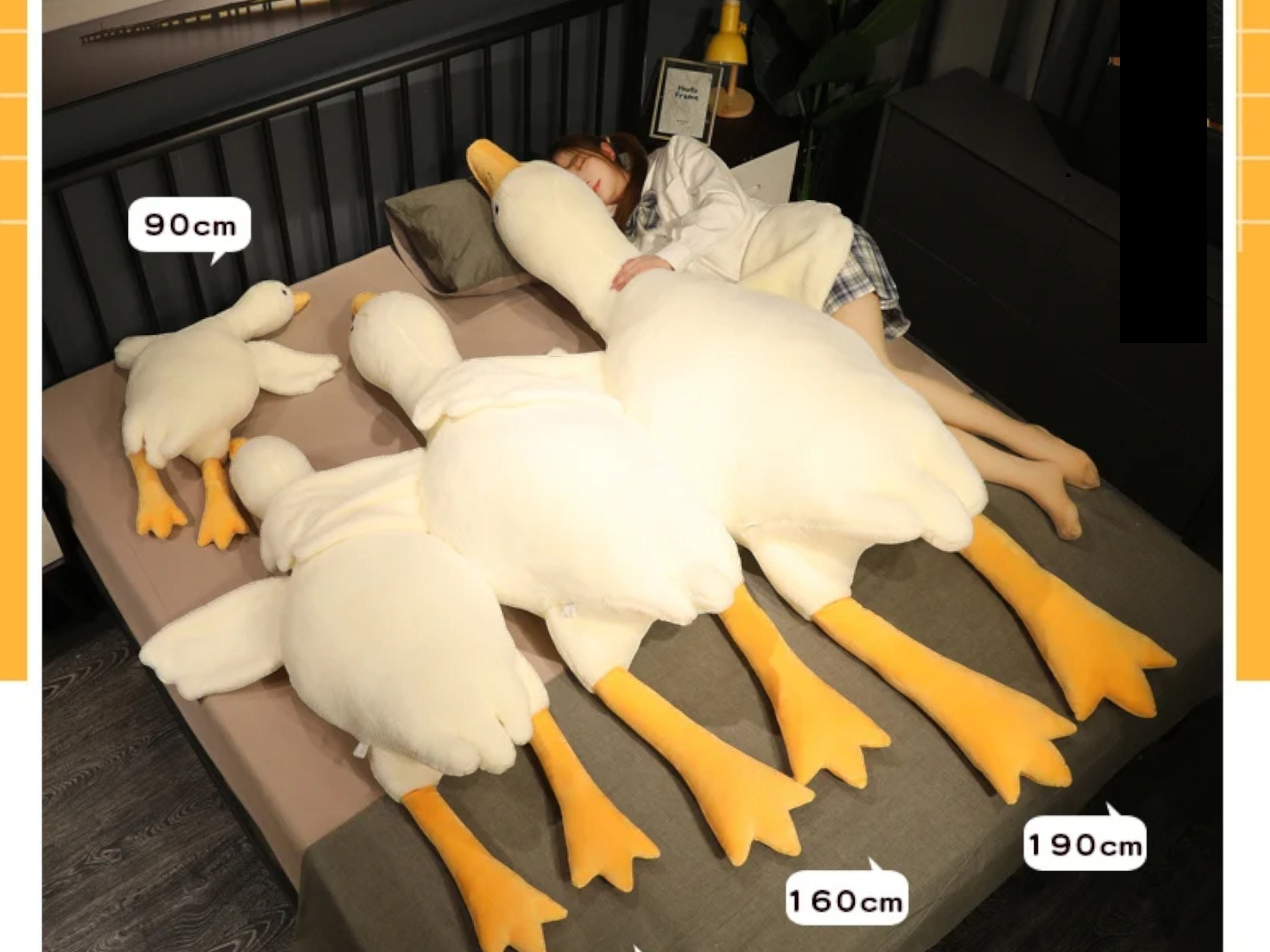 190cm Giant Long Plush White Goose Toy Stuffed Lifelike Big Wings