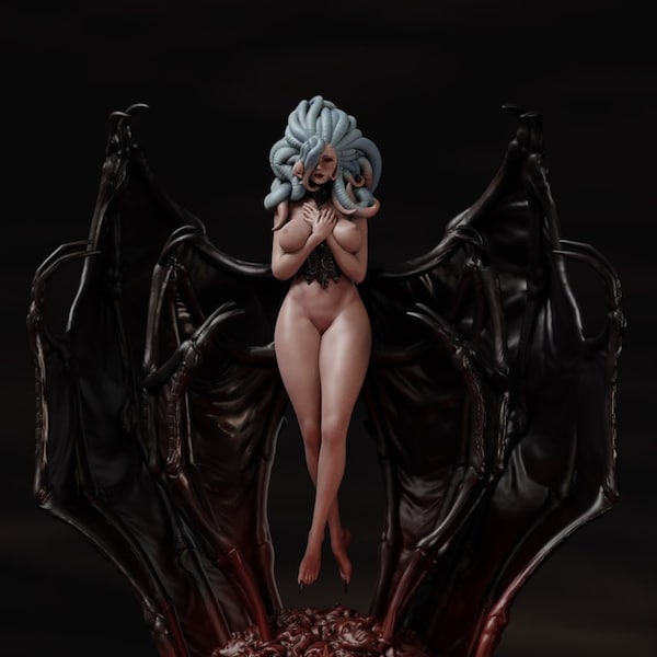 Fian Slan Medusa 3D Druck nackt heiße Mädchen, Horror-Statue, Madusa Schlangenkopf