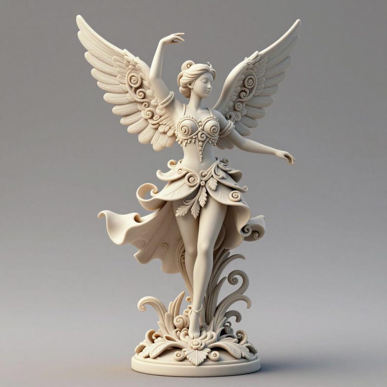 Angel Statue STL File – Winged Fairy Goddess Sculpture – One Piece 3D ...