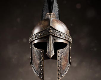 Spartan Warrior Helmet STL 3D Model – Ancient Greek Armor – Printable Helmet Digital File