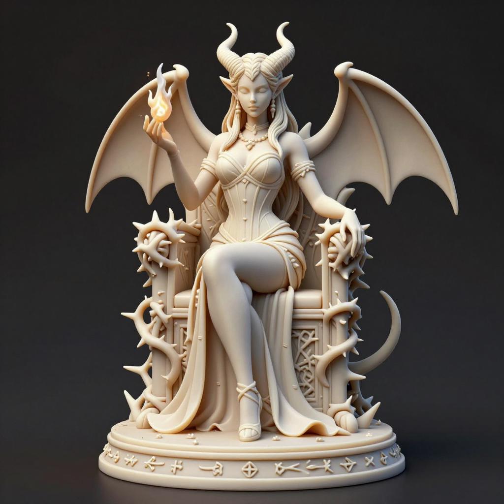 Demon Queen Goddess STL File – Dark Fantasy Winged Female Statue – 3D ...