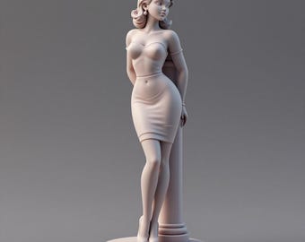 Elegante estatua femenina en archivo STL – Escultura moderna de mujer pin-up – Figura decorativa imprimible en 3D