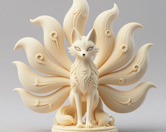 Chibi Fox Spirit – Shrine Guardian STL Statue Senko - Etsy