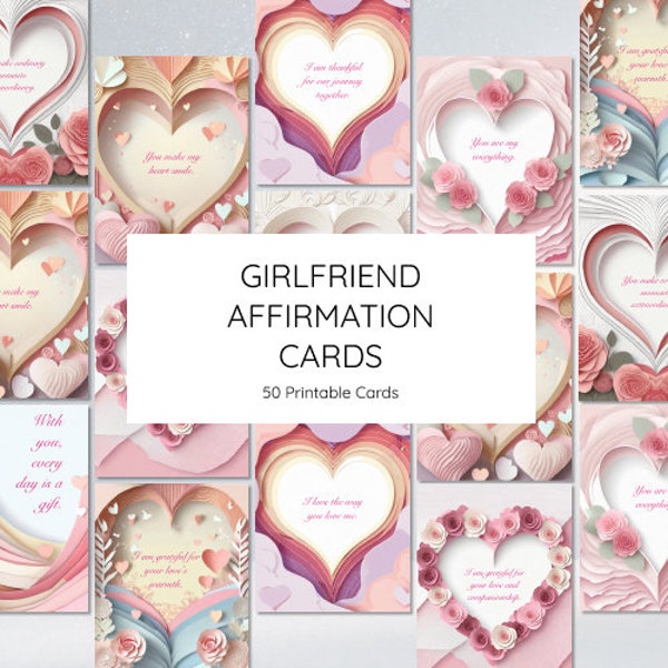 Love in Words: 50 Heartfelt Affirmation Cards for Your Girlfriend | Gift for Her | valentines day gift | positive affirmation