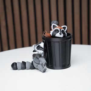 Gelenk Waschbär Spielzeug mit Mülleimer Lagerung - 3D Gedruckt