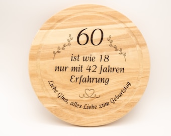 Personalisiertes Brotzeitbrett/Vesperbrett/Frühstücksbrett mit Gravur – Geschenk aus Holz für Geburtstag, Hochzeit Jubiläum & Firmenjubiläum