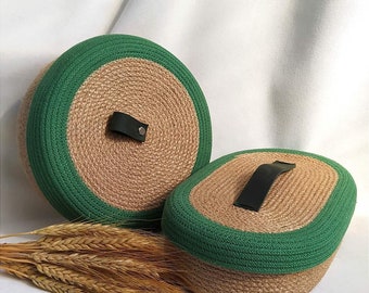 Basket with jute rope lid (oval)