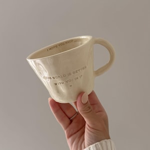 Custom Quote Coffee & Tea Mug | Coquette Style Handmade Ceramic Mug | Cute Minimalist Home Decor