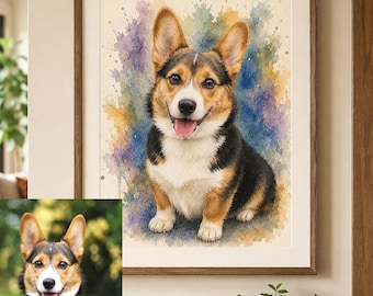 Pet Watercolour Portrait – Pet Memorial Artwork Keepsake (Canvas Board or Digital Download)