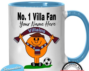 Number 1 Villa Fan - Personalised 11oz Mug Handmade Unique Fun Gift Idea - Coaster Set Available - Great Quality Present