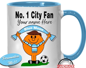 Number 1 City Fan - Personalised 11oz Mug Handmade Unique Fun Gift Idea - Coaster Set Available - Great Quality Present