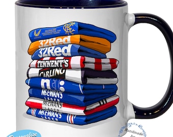 Rangers FC Retro Shirts Tasse - Personalisierte Keramiktasse mit Untersetzer-Option