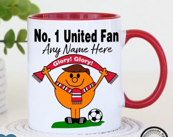 Number 1 United Fan - Personalised 11oz Mug Handmade Unique Fun Gift Idea - Coaster Set Available Great Quality Present