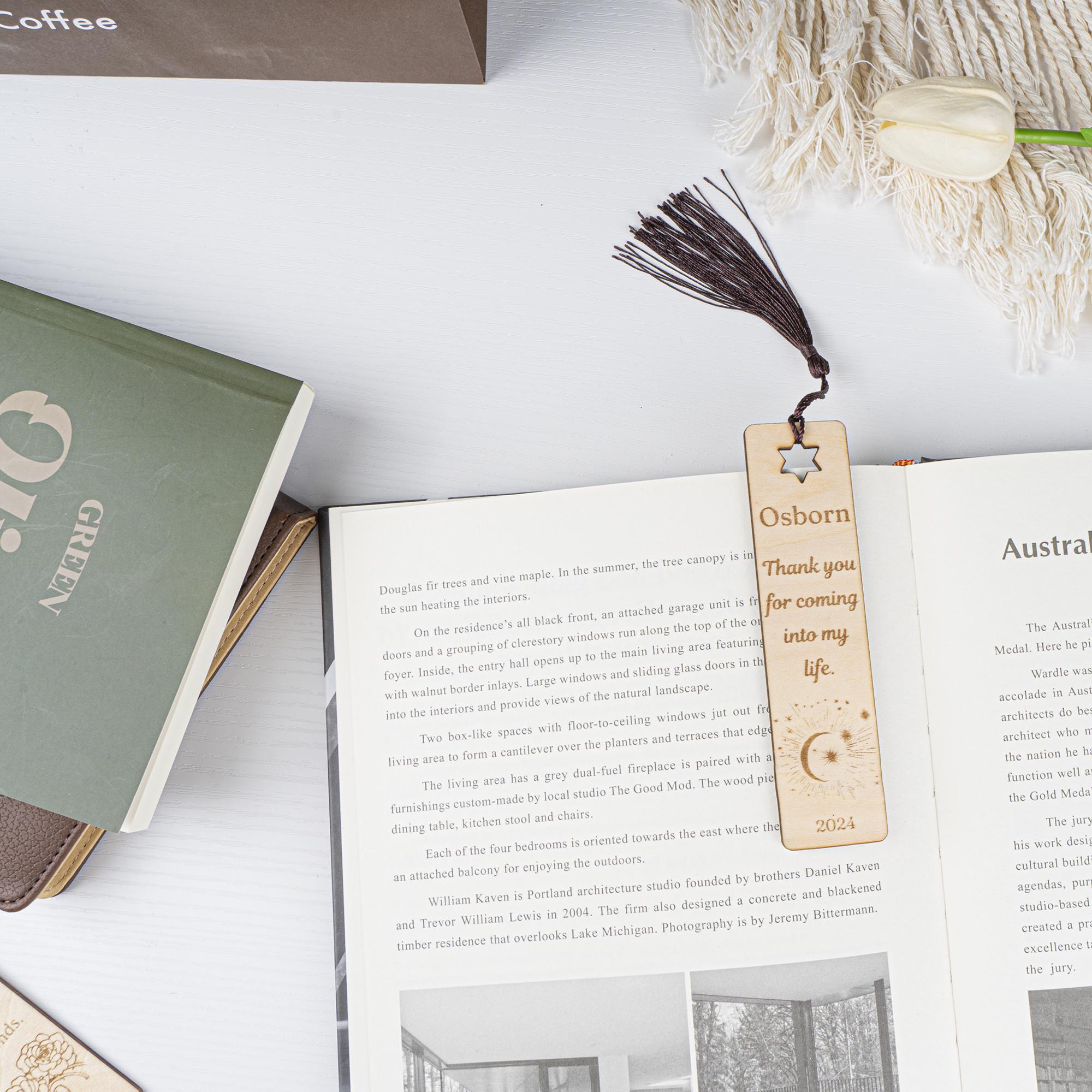 Choose 3 Bookmarks Engraved Wooden Bookmark With Leather - View #2