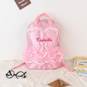 Personalized Ballet Backpack for Little Girls, Custom Kids Dance Bag Gift, Gymnastics Tutu Bag Pink