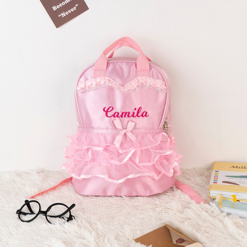 Personalized Ballet Backpack for Little Girls, Custom Kids Dance Bag Gift, Gymnastics Tutu Bag Pink