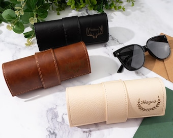 Personalized Sunglasses Case: Engraved Faux Leather Glasses Box