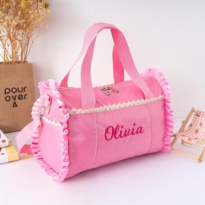 Custom Dance Bag, Embroidered Name, Ruffle Ballet Bag
