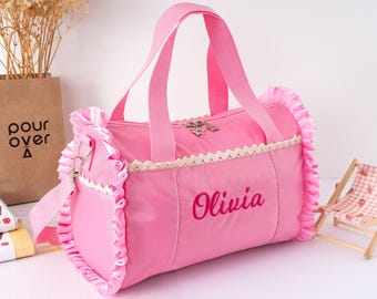 Custom Dance Bag, Embroidered Name, Ruffle Ballet Bag