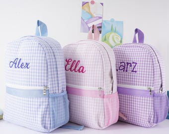 Toddler Backpack, Personalized Kids Seersucker Preppy Backpack, Classic Children School Bookbag, Preschool Book Bag