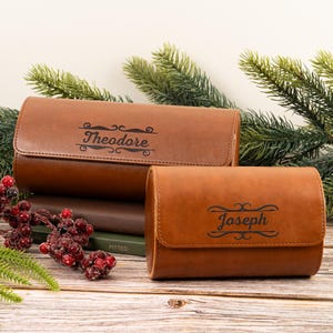 Personalized Leather Watch Case: Engraved Travel Watch Box