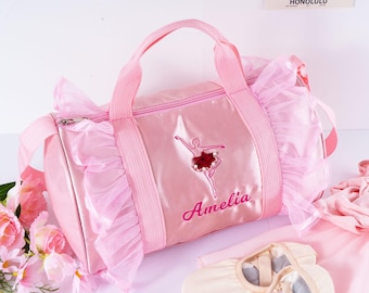 Personalized Ballet Dance Bag: Pink Duffel with Tutu Dress