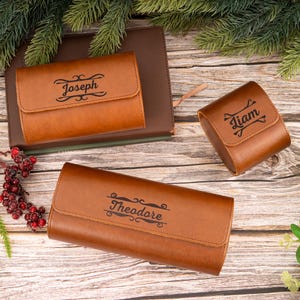 Personalized Leather Travel Watch Case: Engraved Watch Box Gift