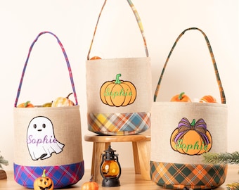 Personalized Halloween Bucket: Embroidered Trick-or-Treat Bag